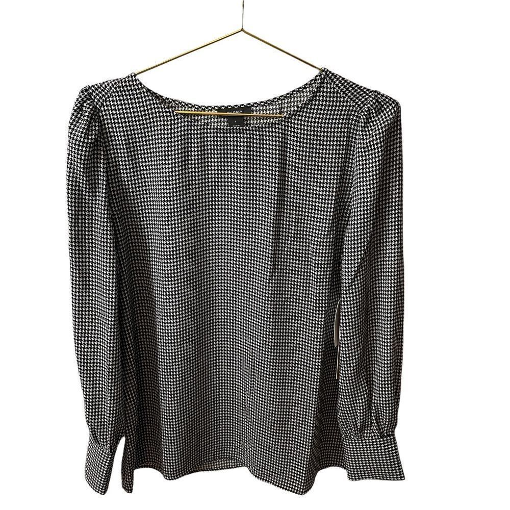 🆕Halogen Black / White Houndstooth Blouse Size Small